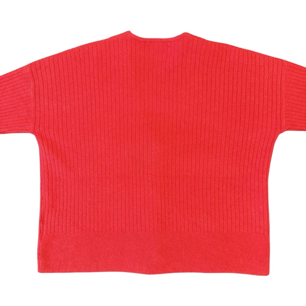 Madewell Red Ribbed Boxy 3 Button Wool Alpaca Blend Long Sleeve Cardigan Size XS - Picture 5 of 10